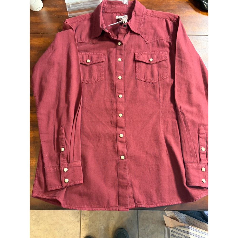 Ariat REAL Womens Western Snap Shirt Brick Red Long Sleeve XL 10041678